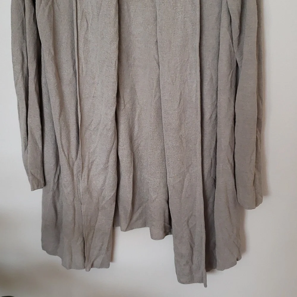 Theory linen blend long sleeve cardigan, neutral, women's size small.